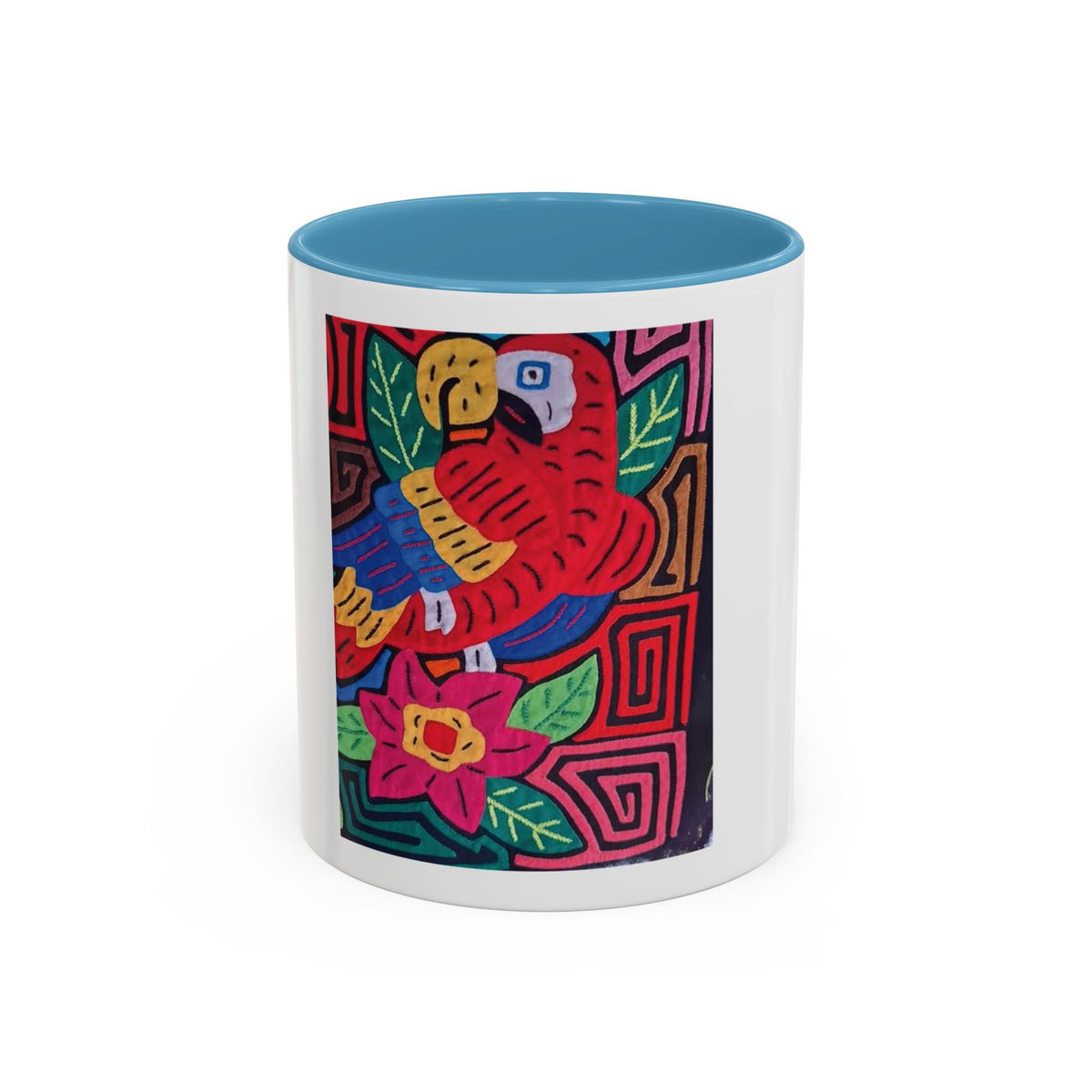 Tropical Parrot Accent Coffee Mug — Colorful Floral Bird Art (11/15oz)