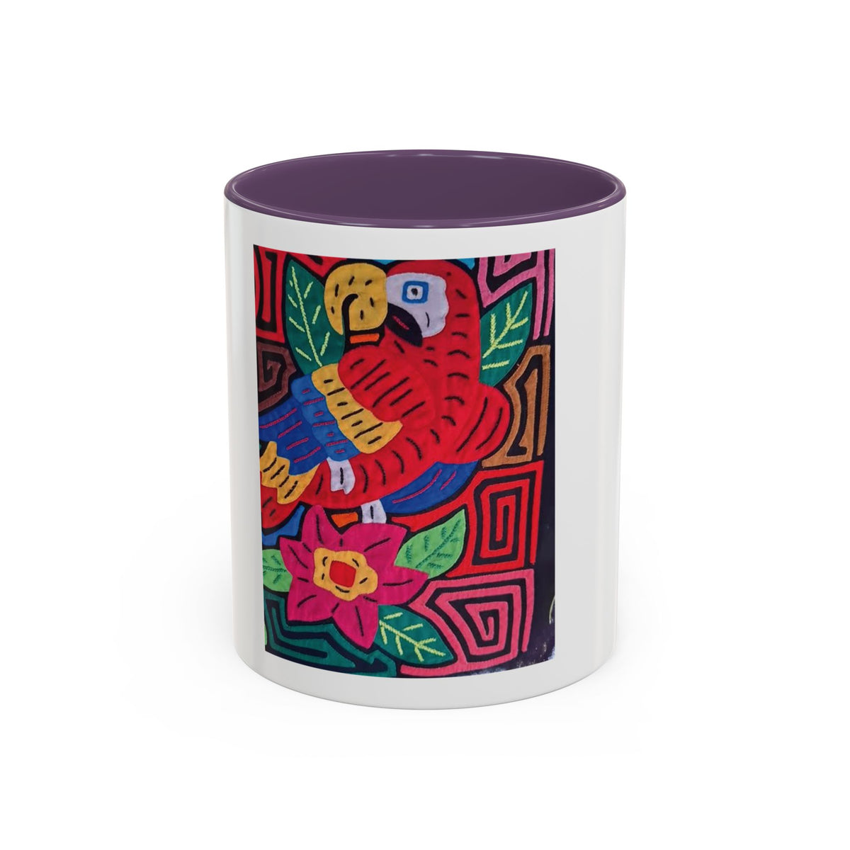 Tropical Parrot Accent Coffee Mug — Colorful Floral Bird Art (11/15oz)