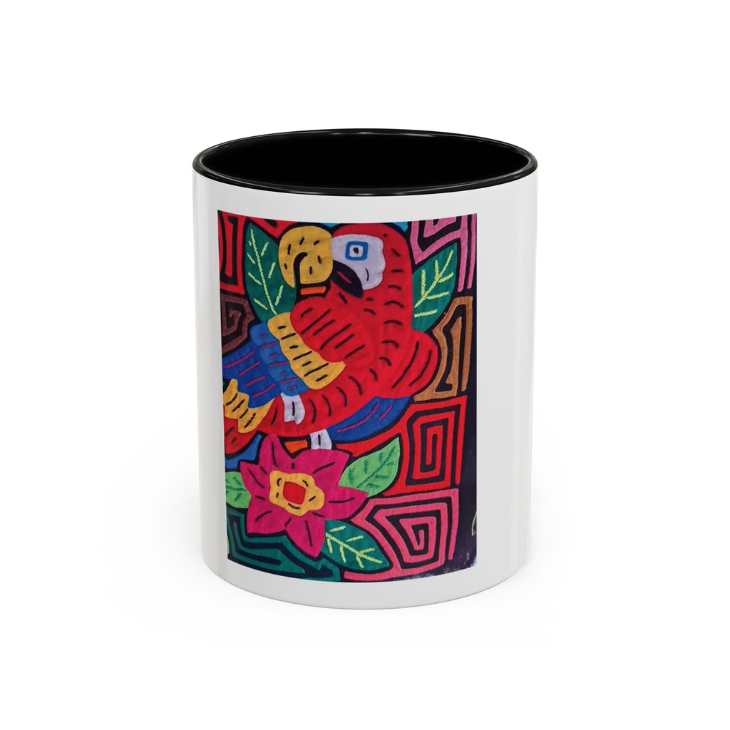 Tropical Parrot Accent Coffee Mug — Colorful Floral Bird Art (11/15oz)