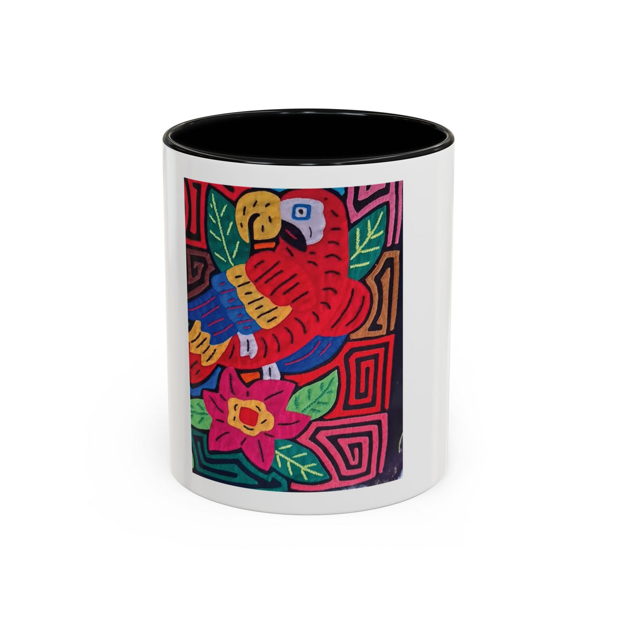 Tropical Parrot Accent Coffee Mug — Colorful Floral Bird Art (11/15oz)