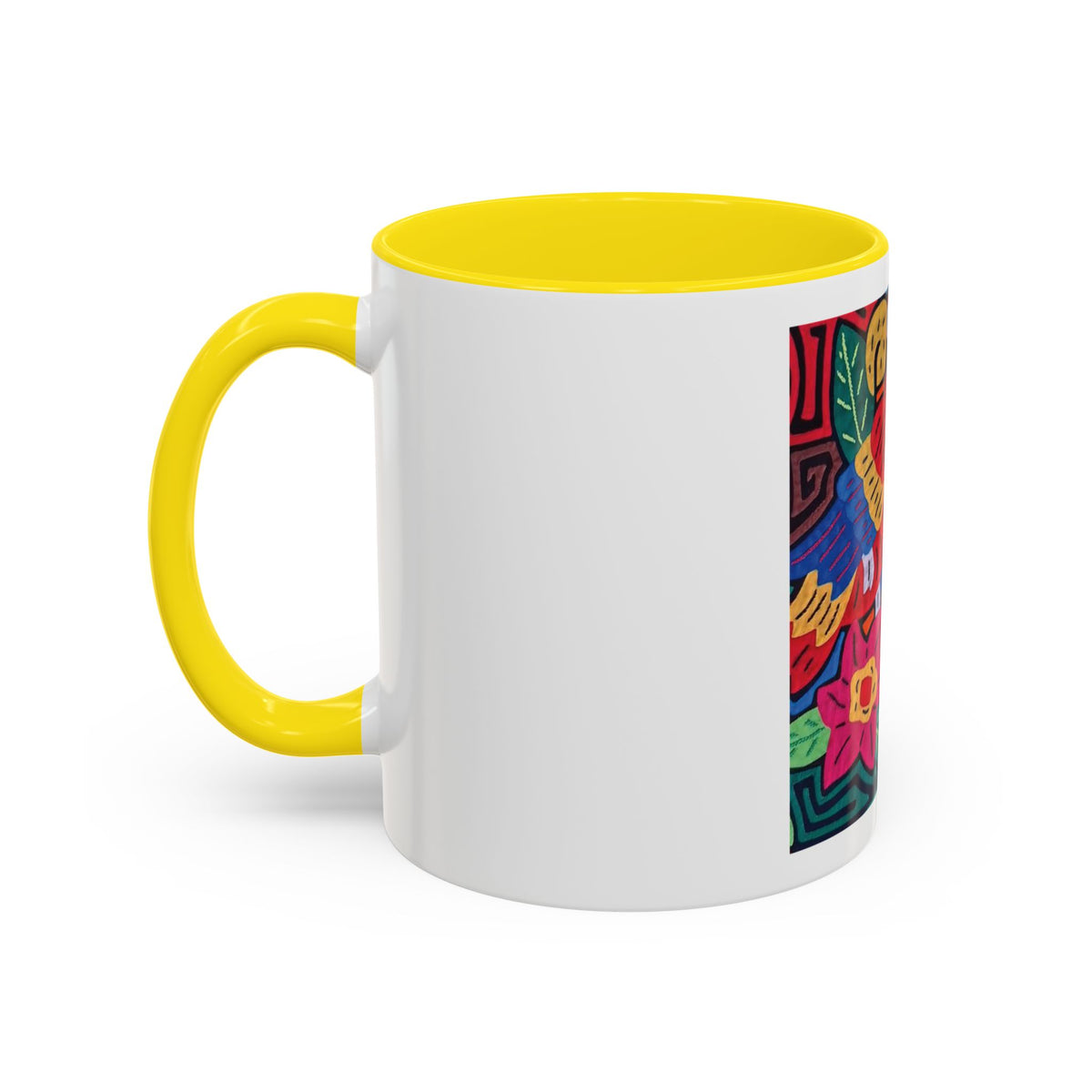Tropical Parrot Accent Coffee Mug — Colorful Floral Bird Art (11/15oz)