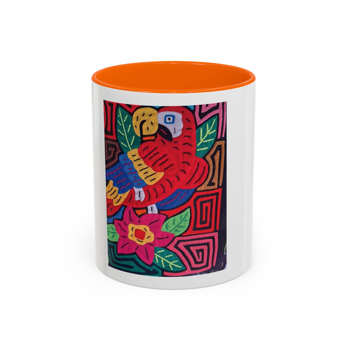 Tropical Parrot Accent Coffee Mug — Colorful Floral Bird Art (11/15oz)