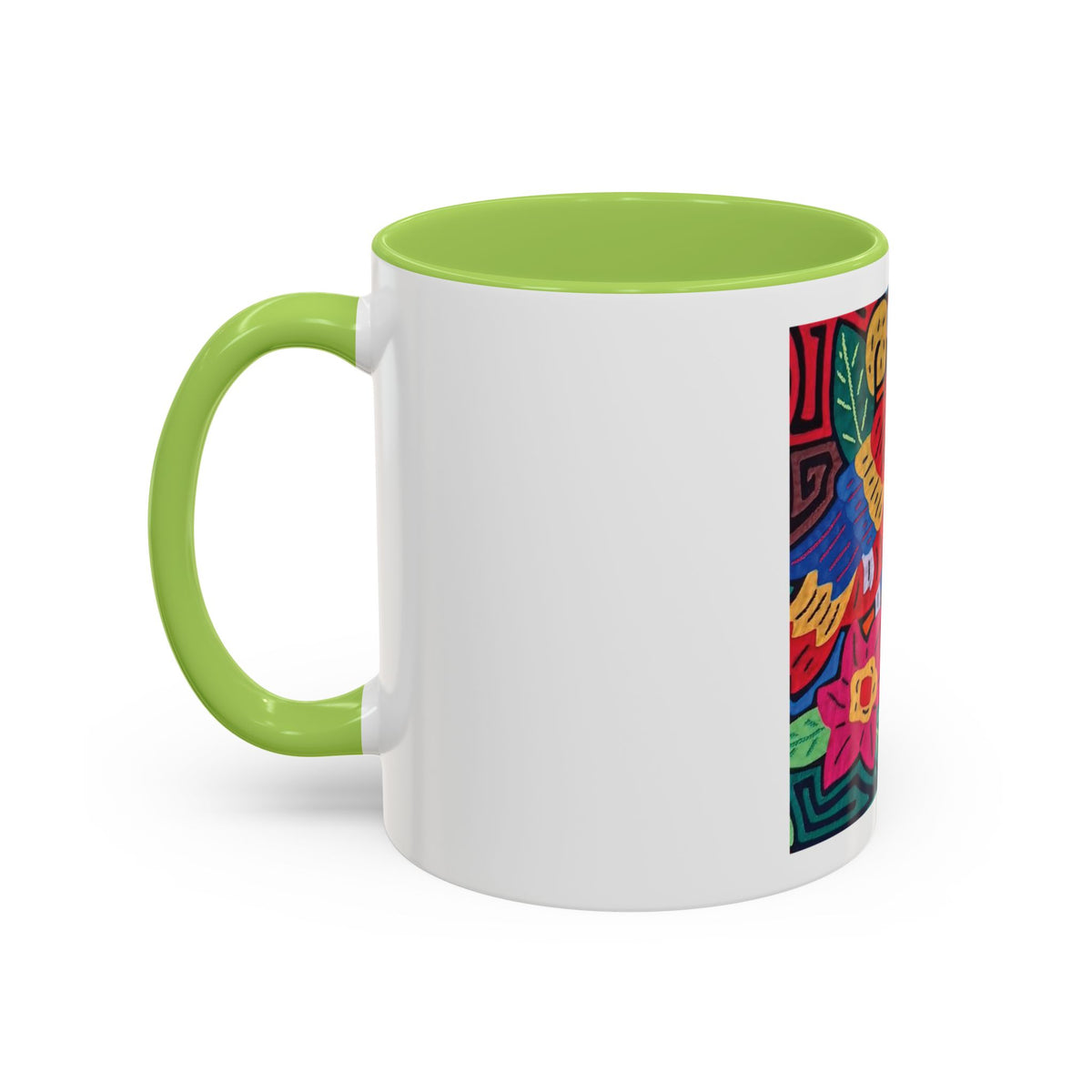 Tropical Parrot Accent Coffee Mug — Colorful Floral Bird Art (11/15oz)
