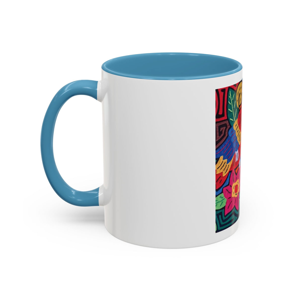 Tropical Parrot Accent Coffee Mug — Colorful Floral Bird Art (11/15oz)