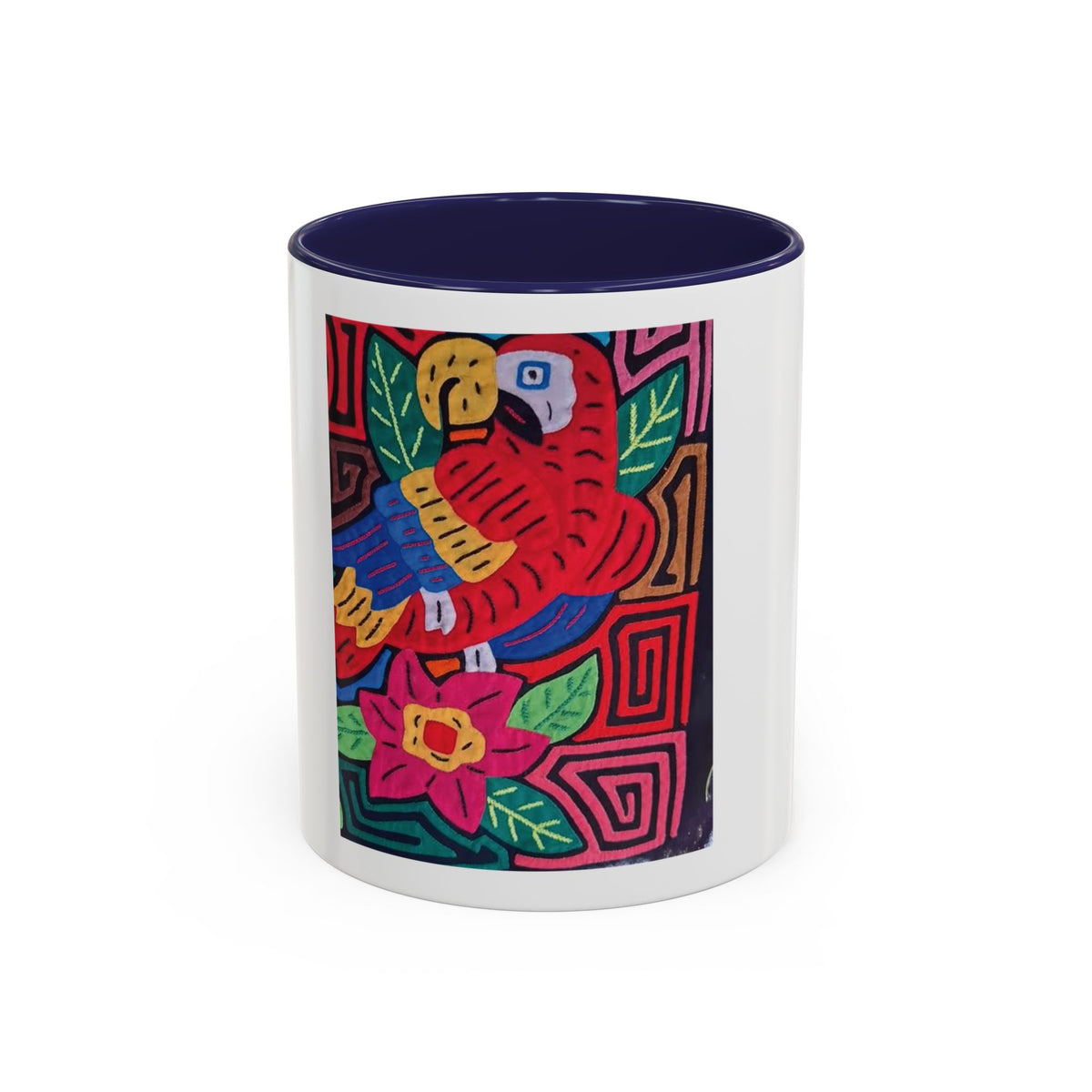Tropical Parrot Accent Coffee Mug — Colorful Floral Bird Art (11/15oz)