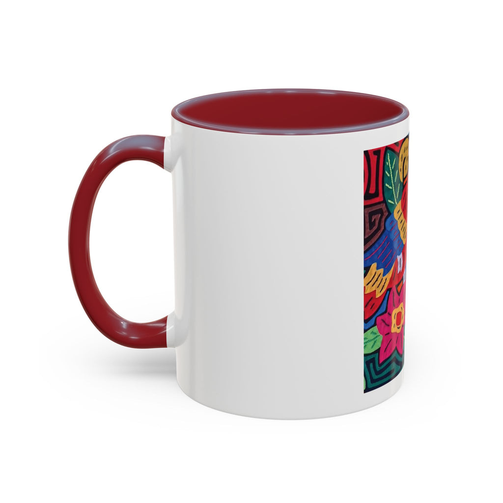 Tropical Parrot Accent Coffee Mug — Colorful Floral Bird Art (11/15oz)