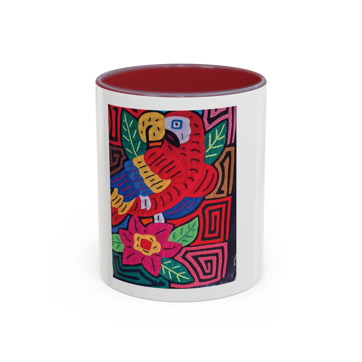 Tropical Parrot Accent Coffee Mug — Colorful Floral Bird Art (11/15oz)