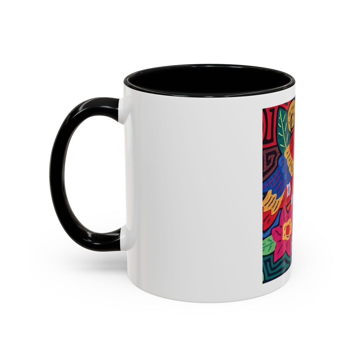 Tropical Parrot Accent Coffee Mug — Colorful Floral Bird Art (11/15oz)