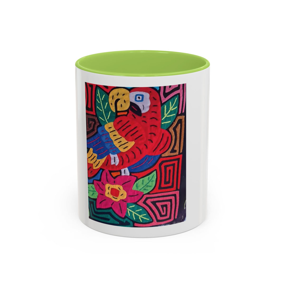 Tropical Parrot Accent Coffee Mug — Colorful Floral Bird Art (11/15oz)