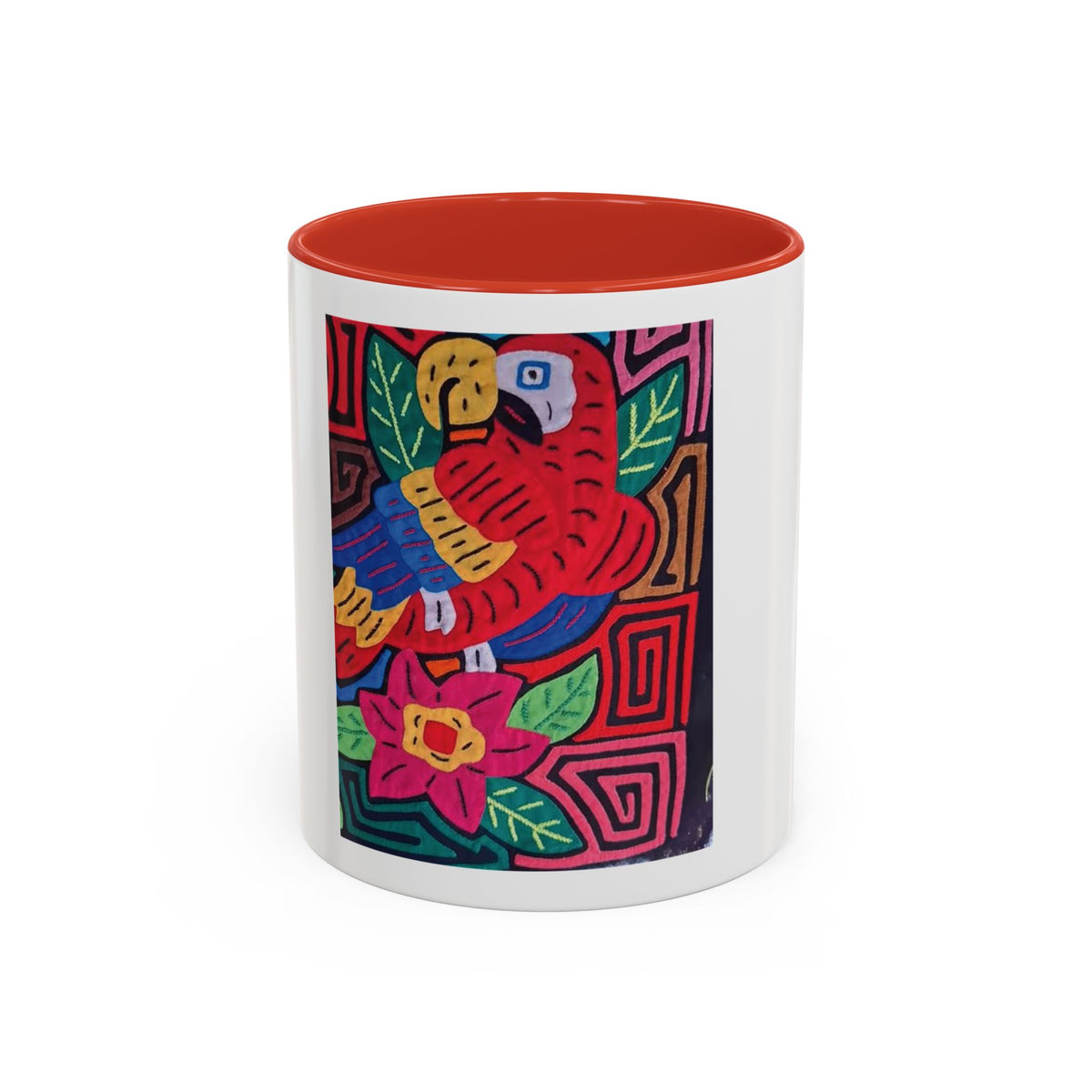 Tropical Parrot Accent Coffee Mug — Colorful Floral Bird Art (11/15oz)